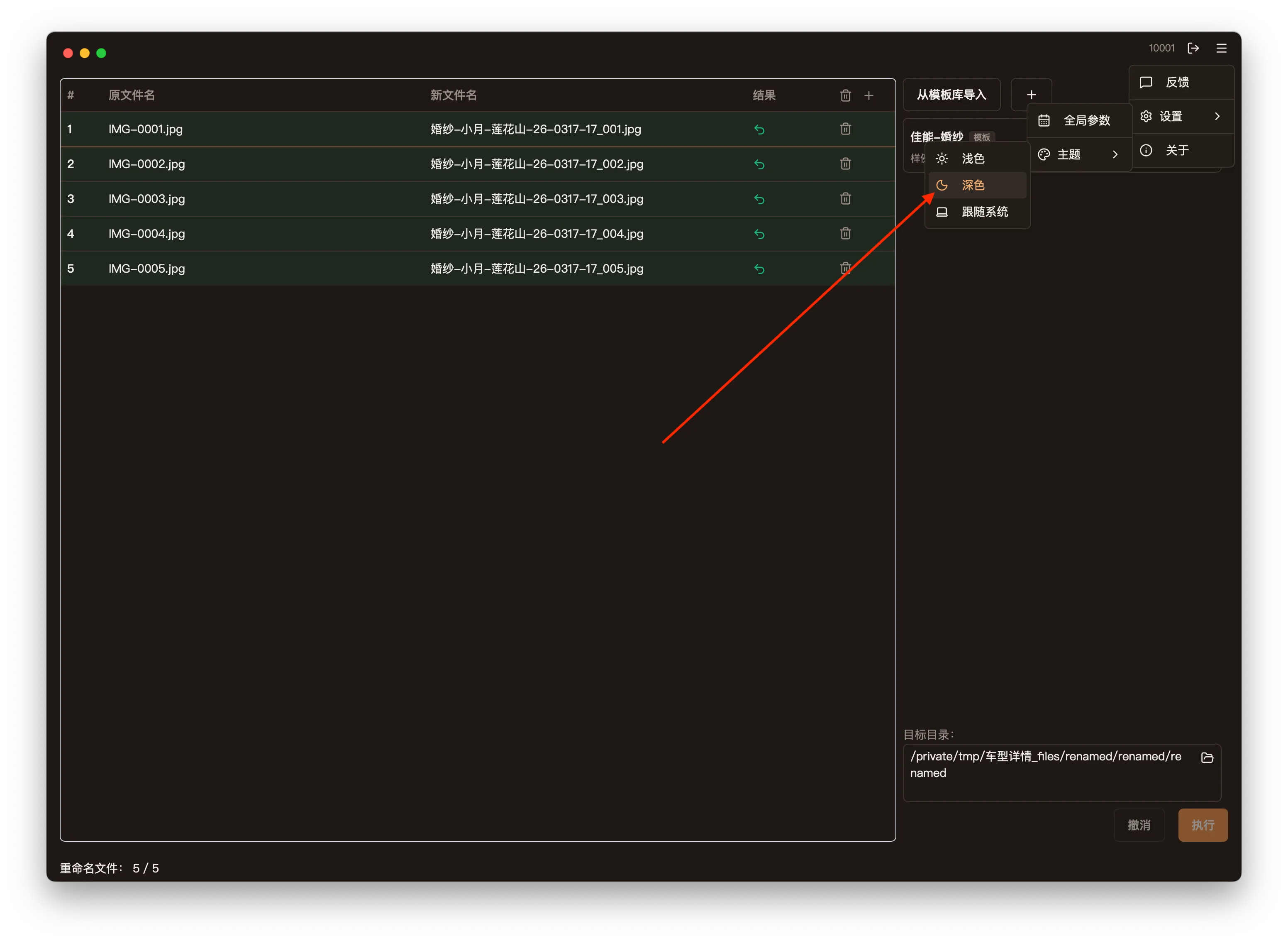 SmartBatchRenamer dark mode — comfortable batch renaming experience